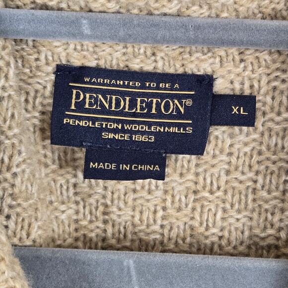 PENDLETON Belted Long Cable Cardigan Sweater XL Lambs Wool Blend Double Breasted - Picture 4 of 10